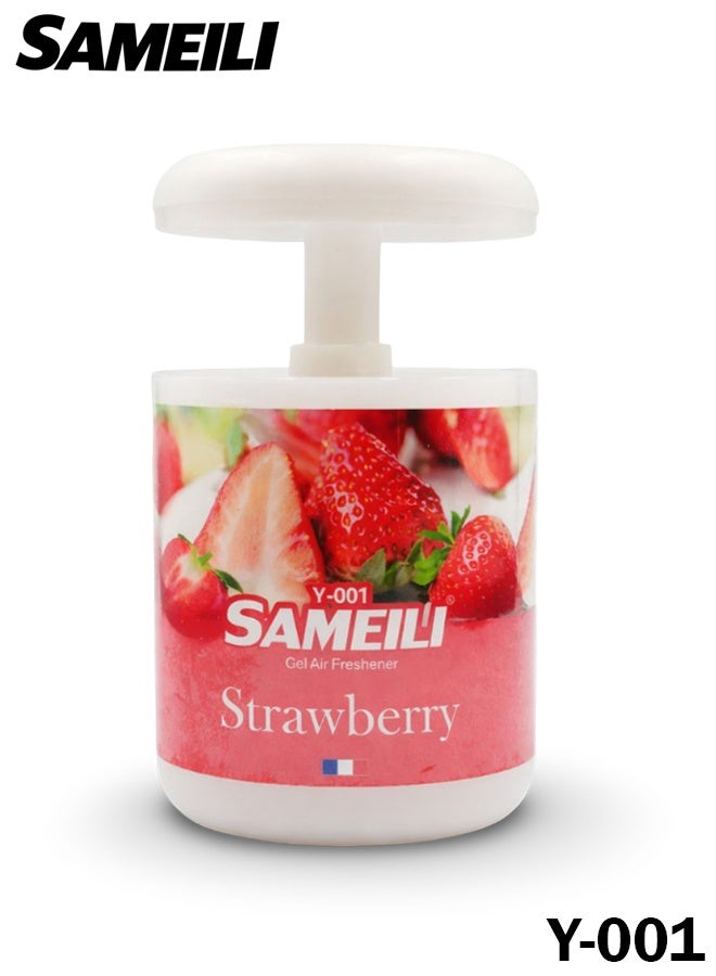 ساميلي معطر جو جل من SAMEILI برائحة الفراولة Y-001 - معطر جل قابل للتعديل بنظام السحب، يوفر تحكمًا طويل الأمد في الروائح الكريهة للسيارة (لوحة القيادة، حامل الأكواب)، المنزل، والمكتب. - Image 1